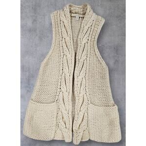 White + Warren Cable, Chunky, Open Knit, Cardigan Sweater- Pockets Womens Sz XL